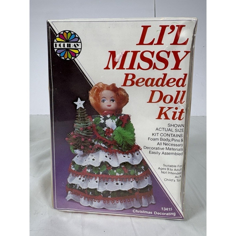 Vintage NEW SEALED LI'L MISSY Beaded Doll Kit Christmas Decorating 13415 HOLIDAY